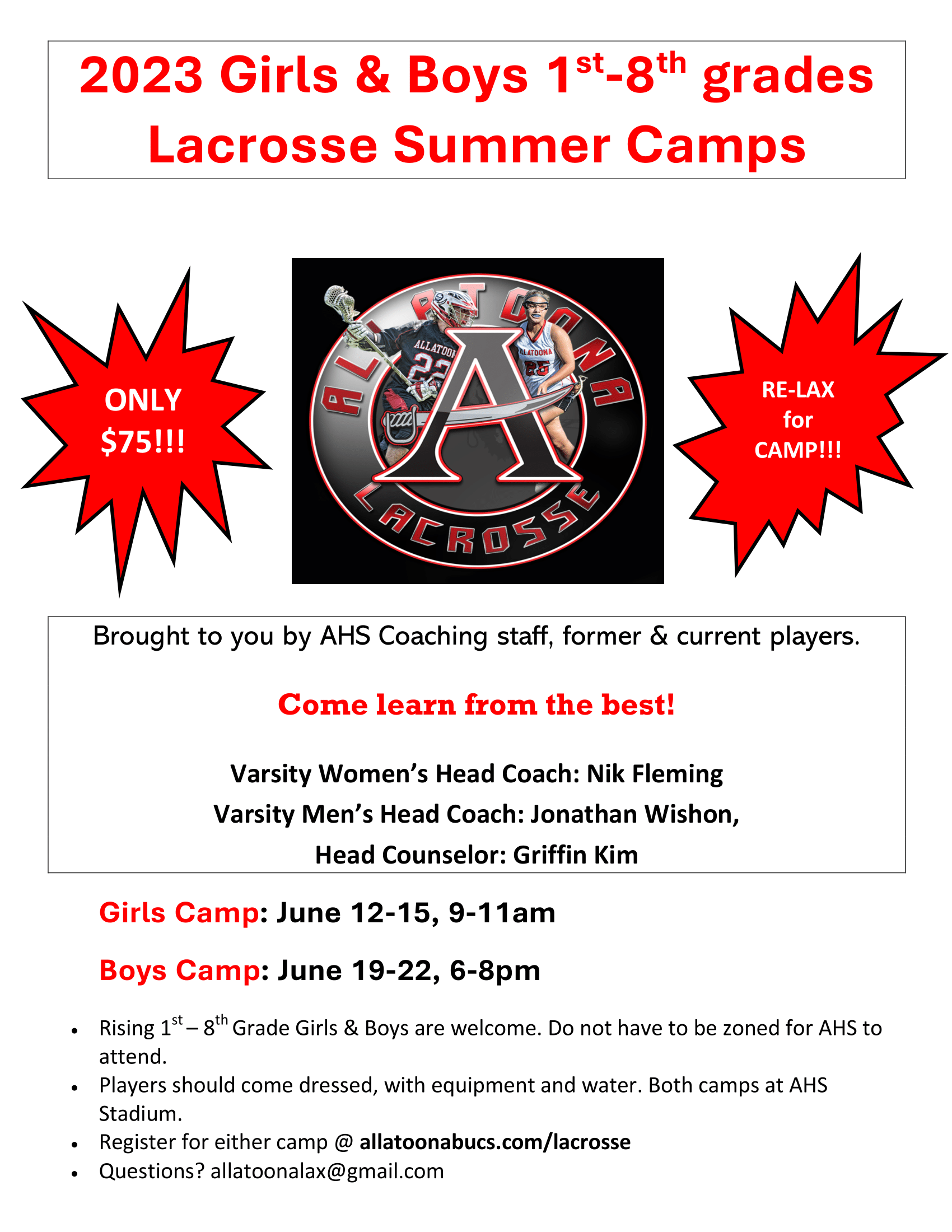 Summer Camps Allatoona Athletics